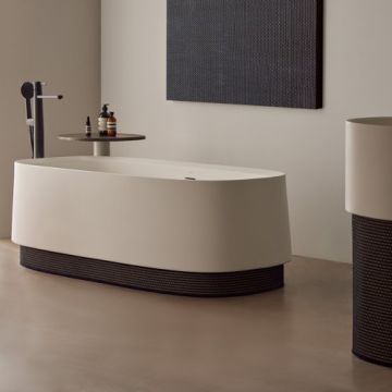 Cada freestanding Sanycces Oasis alb mat cu inel, 170x80 cm