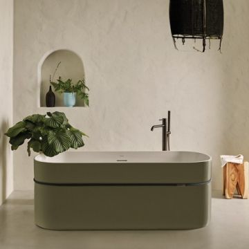 Cada freestanding Sanycces Tempo verde mat cu franghie, 170x75 cm