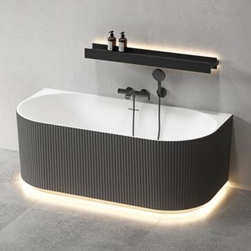 Cada freestanding Wellis Calabria Slim Linear 170, negru lucios