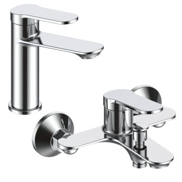 Set baterie chiuveta + cada La Brocca MILANO LOT1, Monocomanda, Design slim, Montaj pe perete, Economie de apa, Silentioasa, Usor de curatat si