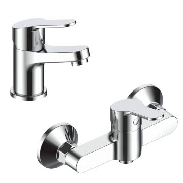 Set baterie chiuveta + dus La Brocca NAPOLI LOT2, Monocomanda, Design slim, Economie de apa, Silentioasa, Usor de curatat si instalat, alama sanitara,