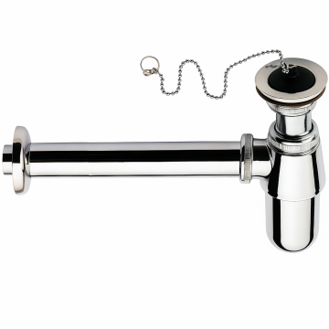 Sifon lavoar metalic Remer Rubinetterie 973Z114, racord 1  1 4, lungime 250 mm, alama si zamac cromat