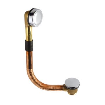 Sistem de scurgere cada Remer Rubinetterie Minutery 96CC, click-clack, tub din cupru, G1  1 2, diametru click-clack 68 mm, prea-plin 75 mm