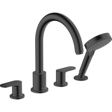 Baterie cada - dus Hansgrohe Vernis Blend 4 elemente negru cu set de dus