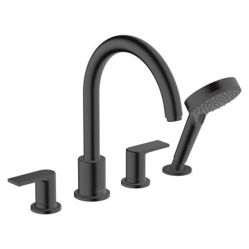 Baterie cada - dus cu 4 piese Hansgrohe Vernis Shape negru mat
