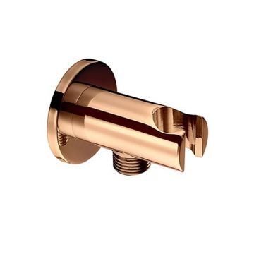 Cot conector Valvex Round Plus Rose Gold cu suport dus si montaj pe perete