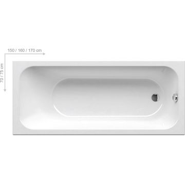 Cada baie rectangulara Ravak Chrome Slim 170x75cm acril