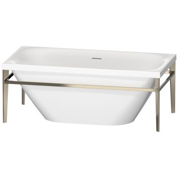 Cada freestanding Duravit XViu 160x80cm cu cadru metalic champagne mat si sifon cu preaplin integrat