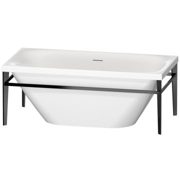 Cada freestanding Duravit XViu 160x80cm cu cadru metalic negru mat si sifon cu preaplin integrat