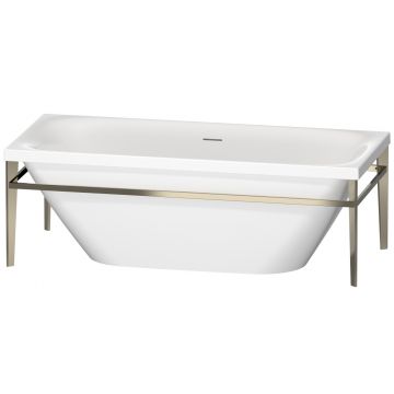 Cada freestanding Duravit XViu 180x80cm cu cadru metalic champagne mat si sifon cu preaplin integrat