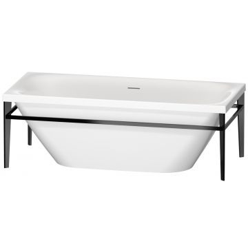 Cada freestanding Duravit XViu 180x80cm cu cadru metalic negru mat si sifon cu preaplin integrat