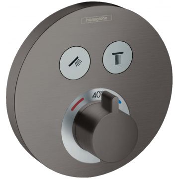 Baterie cada - dus termostatata Hansgrohe ShowerSelect S cu montaj incastrat necesita corp ingropat negru periat