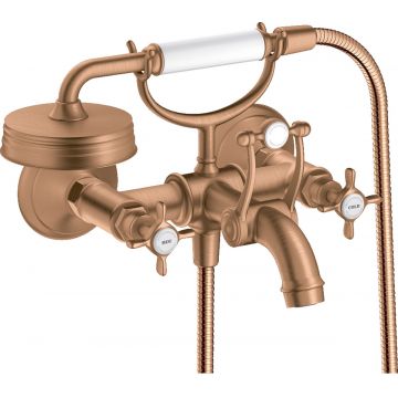 Baterie cada Hansgrohe Axor Montreux cu furtun si para de dus bronz periat