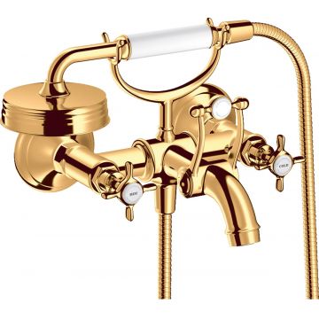 Baterie cada Hansgrohe Axor Montreux cu furtun si para de dus gold optic lustruit