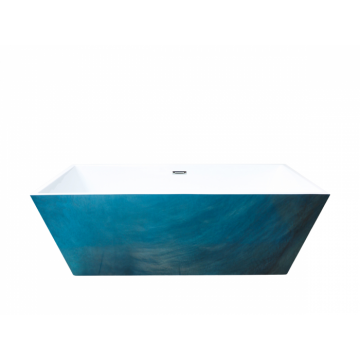 Cada baie freestanding albastra, rectangulara, West Pearly blue, acril,170 x 80 cm