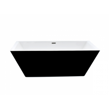 Cada baie freestanding, dreptunghiulara cu preaplin, West Hades, acril, negru, 178 x 80 cm