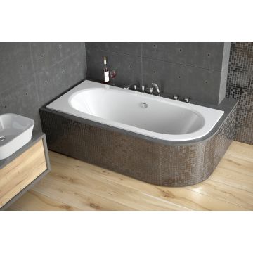 Cada baie asimetrica Besco Avita Slim 170x75cm acril incastrabila orientare stanga