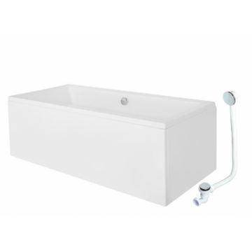 Cada baie dreptunghiulara, acril, 175x80 cm, instalatie completa, Besco Quadro