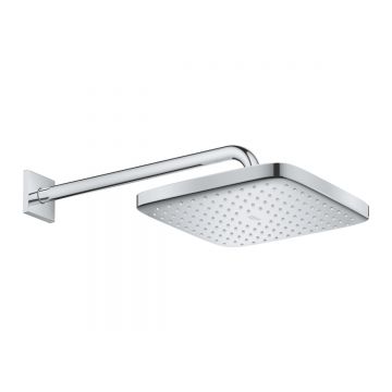 Palarie dus Grohe Tempesta 25 cm, forma patrata, brat inclus 38 cm, crom-26687000