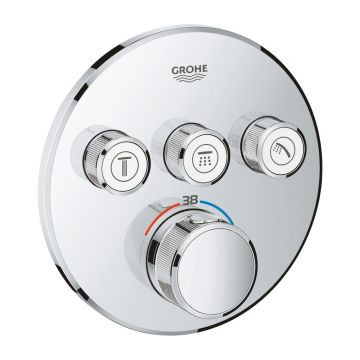 Baterie cada termostatata Grohe Grohtherm SmartControl Round, 3 iesiri, montaj incastrat, crom - 29121000