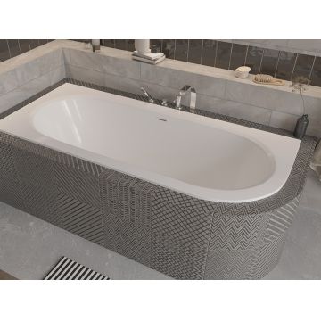 Cada baie asimetrica Besco Avita Slim + 170x75cm varianta stanga include sifon cu preaplin cromat