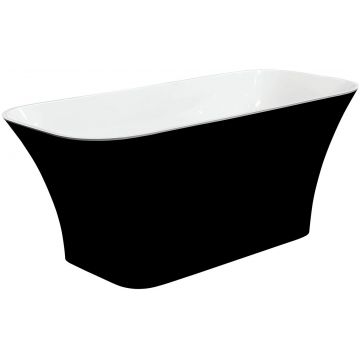 Cada free-standing Besco Assos Black & White 160x70cm negru-alb ventil click-clack cu top cleaning alb