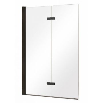 Paravan cada sticla securizata, profil negru, 100x145 cm, doua elemente mobile, Besco Lumix Black 2