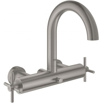 Baterie cada Grohe Atrio cu dubla comanda manare cruce supersteel