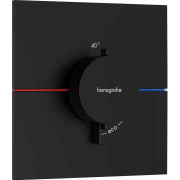 Baterie dus termostatata Hansgrohe ShowerSelect Comfort E cu montaj incastrat necesita corp ingropat negru mat