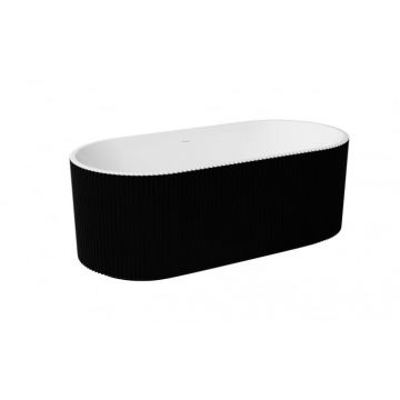 Cada baie freestanding 170 x 75 cm, forma ovala, 3D negru cu alb Scarlet Foglia