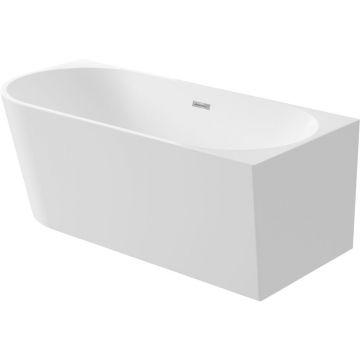 Cada baie freestanding Deante Silia, 160 x 75 cm, lipita de perete, orientare dreapta, alb lucios
